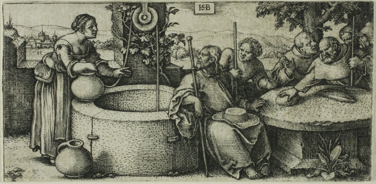 Cristo y la mujer de Samaria de Hans Sebald Beham