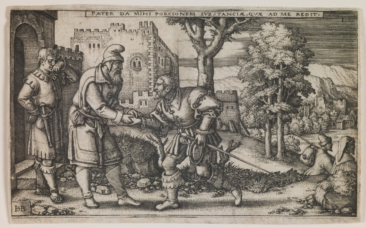 Salida del hijo pródigo, de la serie "La historia del hijo pródigo" de Hans Sebald Beham