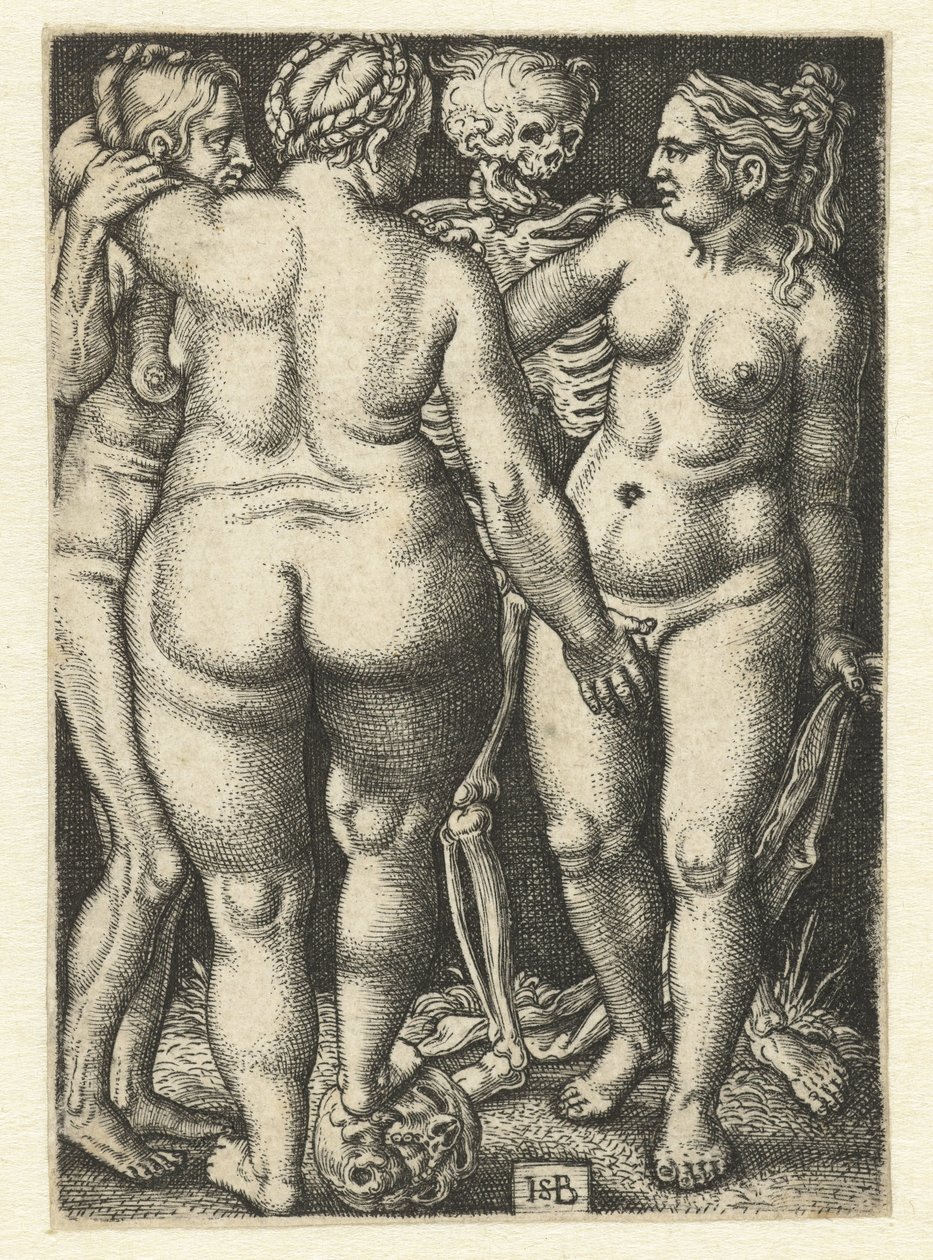 La muerte y tres mujeres desnudas de pie de Hans Sebald Beham