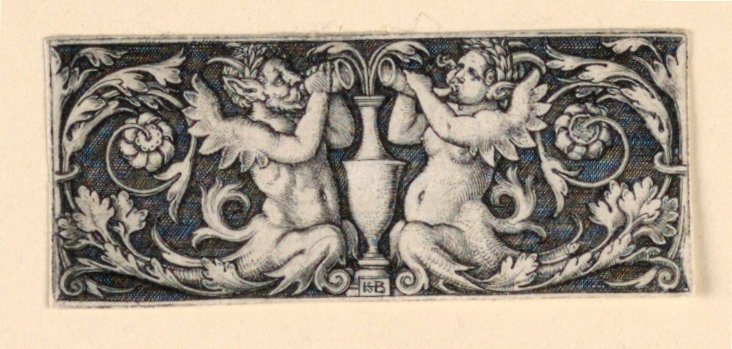 Friso con un Jarrón Flanqueado por Tritones Masculinos y Femeninos de Hans Sebald Beham