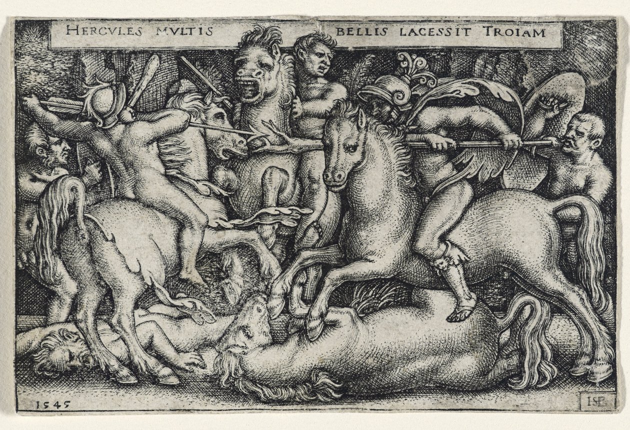 Hércules luchando contra los troyanos, 1545 de Hans Sebald Beham