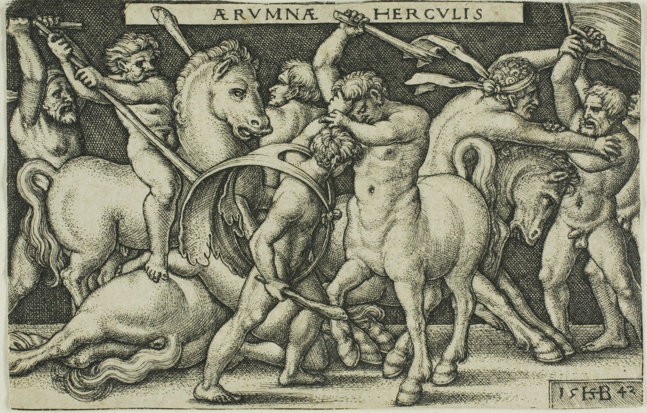 Hércules y los centauros, de los Trabajos de Hércules de Hans Sebald Beham