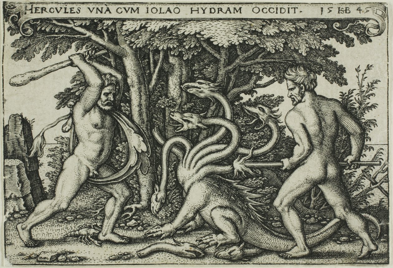 Hércules y la Hidra, de Los Trabajos de Hércules de Hans Sebald Beham