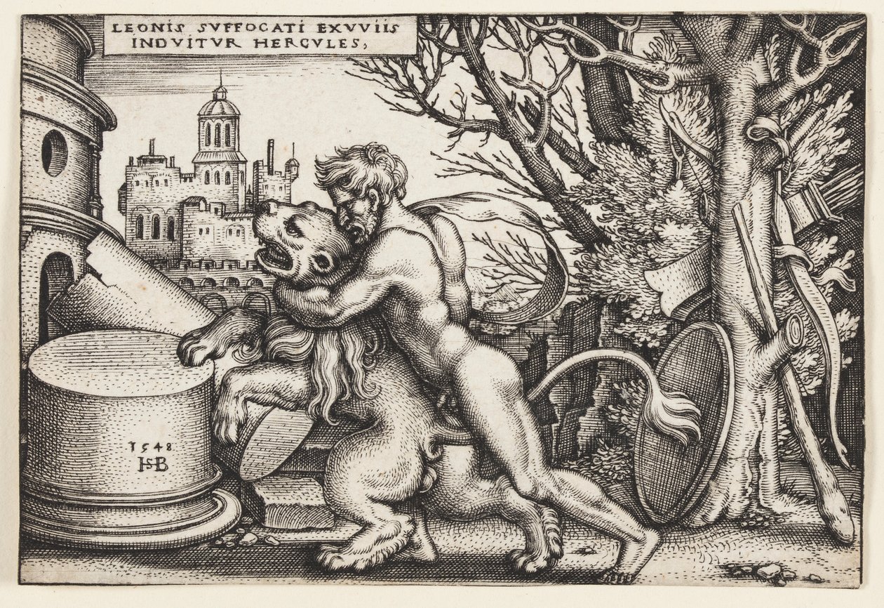 Hércules y el león de Nemea de Hans Sebald Beham