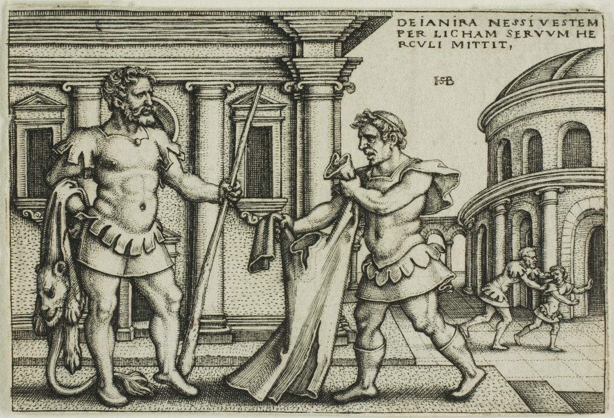 Lichas lleva la prenda de Neso a Hércules, de Los trabajos de Hércules. de Hans Sebald Beham