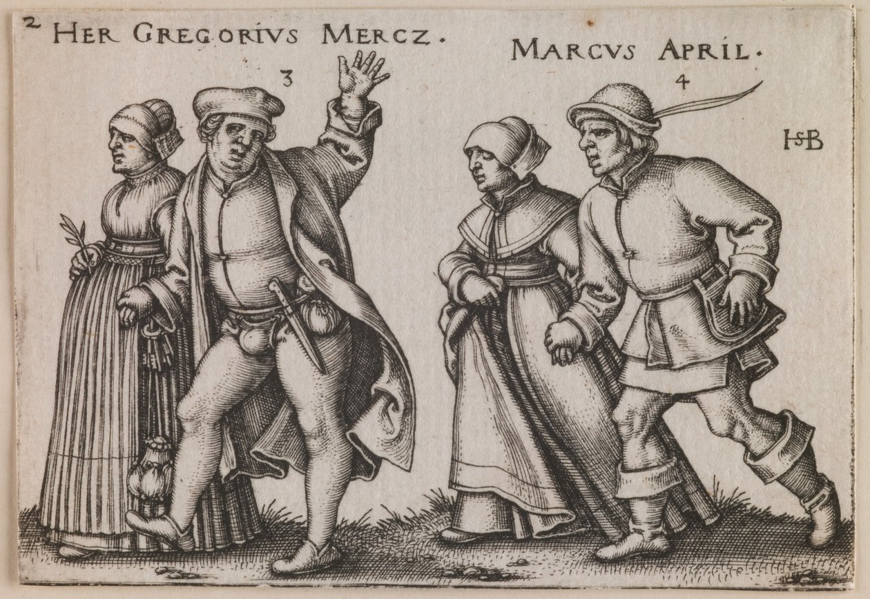 "Marzo y abril" de la serie "La fiesta de los campesinos o Los doce meses" de Hans Sebald Beham