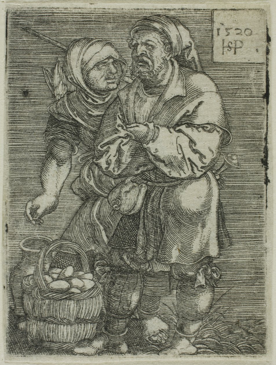 Pareja campesina vendiendo huevos de Hans Sebald Beham
