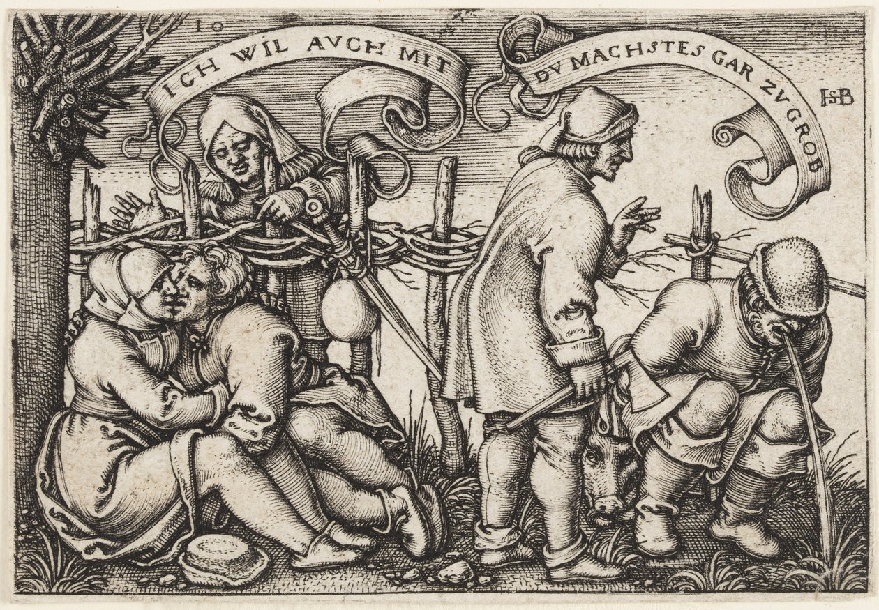 Campesinos detrás del seto de Hans Sebald Beham