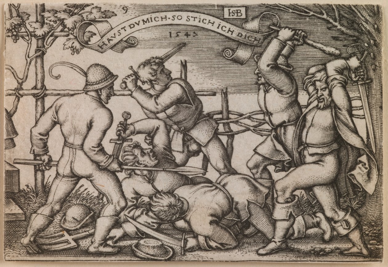 "Riña de campesinos" de la serie "La fiesta de los campesinos o Los doce meses" de Hans Sebald Beham