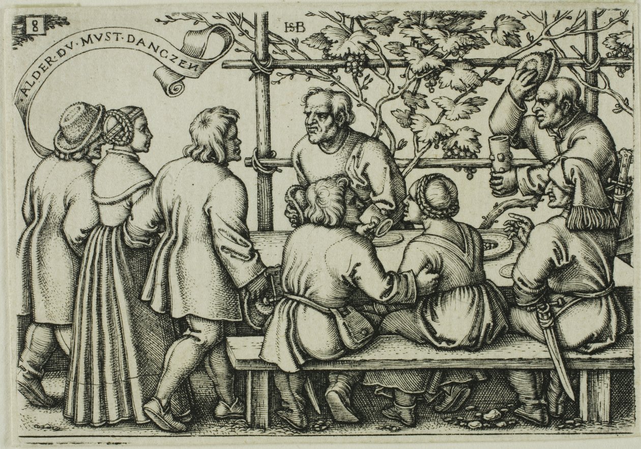 Fiesta de los campesinos, lámina 8 de la Fiesta de los campesinos o de los doce meses de Hans Sebald Beham