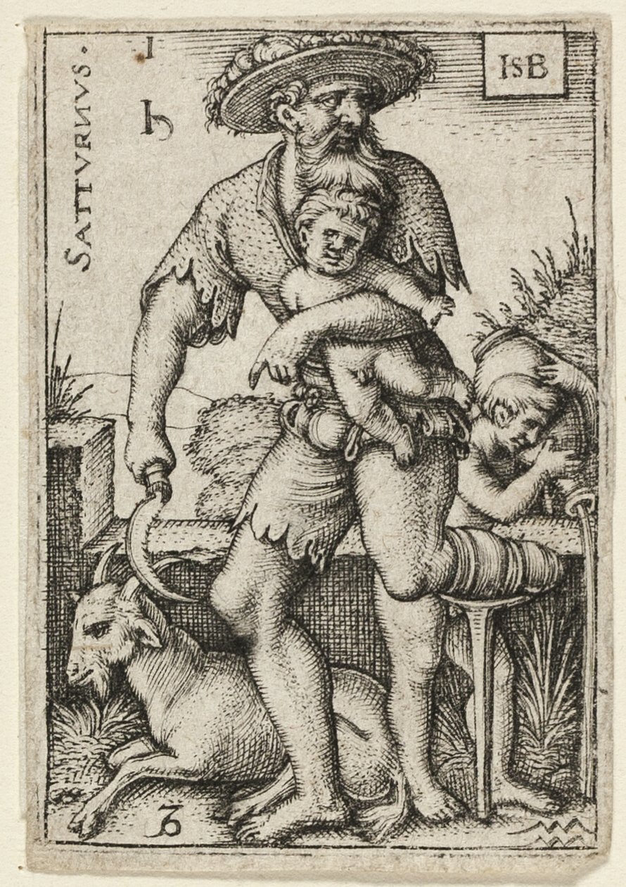 Saturno, lámina uno de Los siete planetas con los zodíacos de Hans Sebald Beham