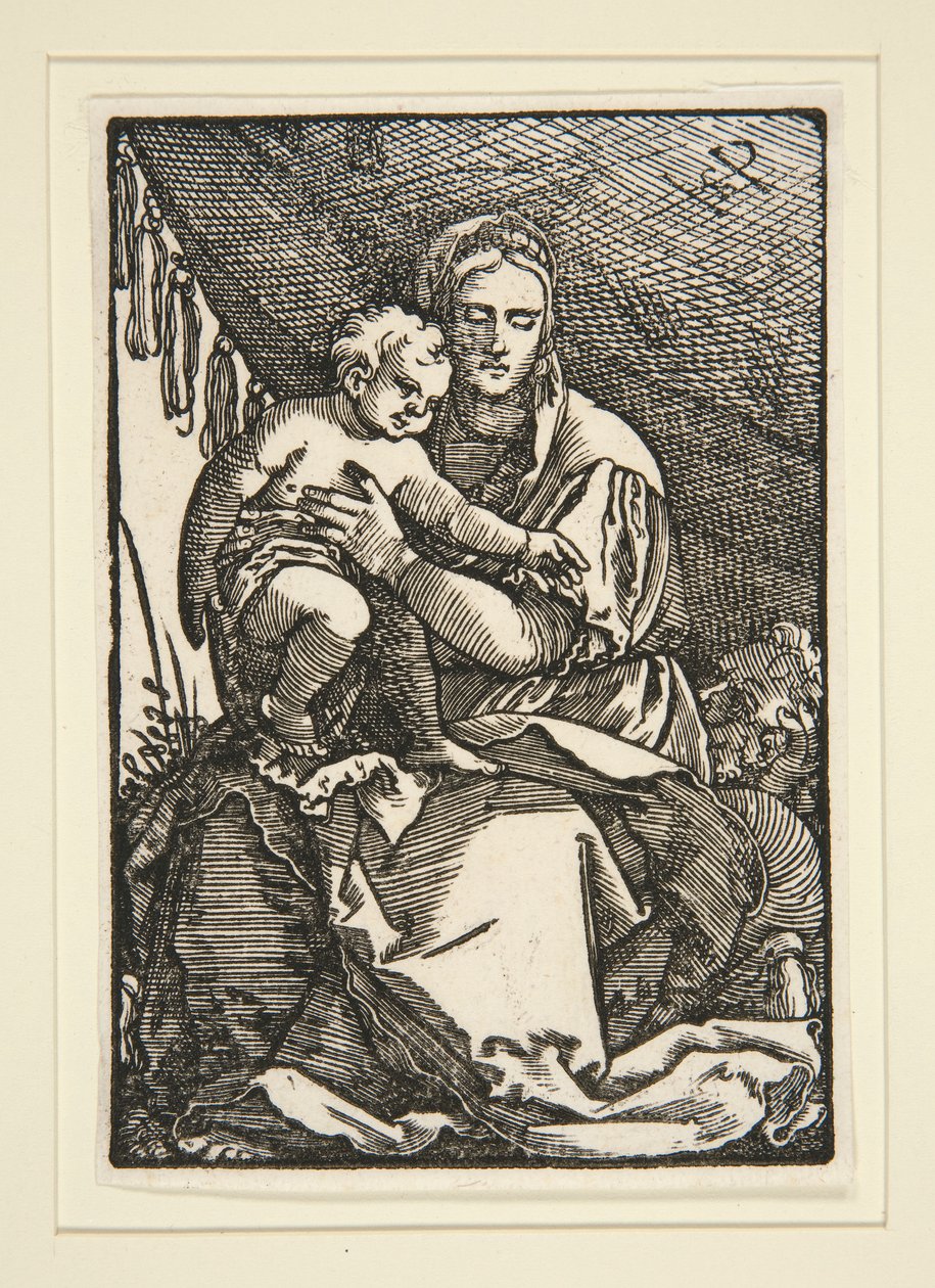 La Sagrada Familia bajo el dosel de Hans Sebald Beham