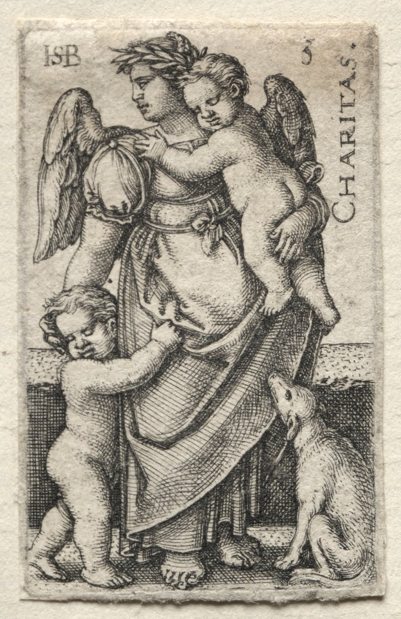 El Conocimiento de Dios y las Siete Virtudes Cardinales: Caridad - Charitas de Hans Sebald Beham