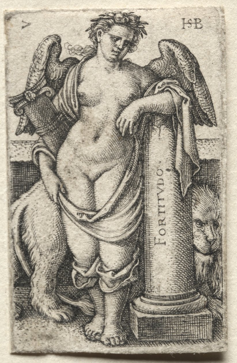 El conocimiento de Dios y las siete virtudes cardinales: Fortaleza - Fortitudo de Hans Sebald Beham