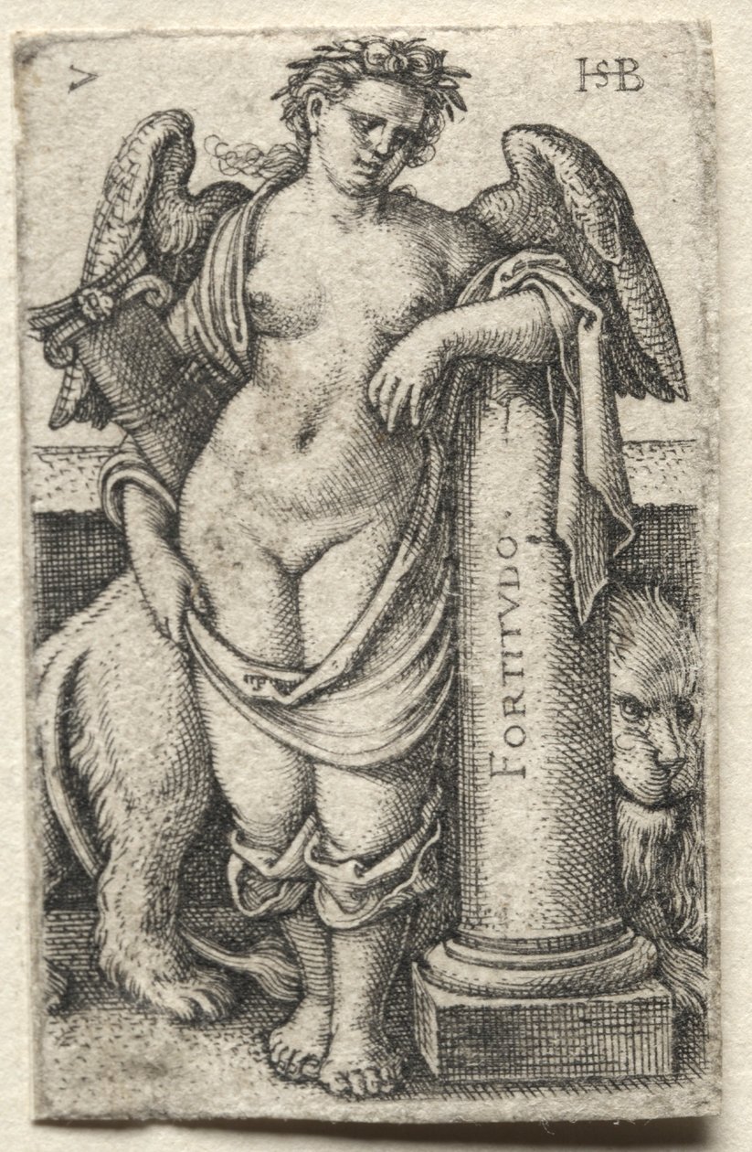 El Conocimiento de Dios y las Siete Virtudes Cardinales: Fortaleza - Fortitudo de Hans Sebald Beham
