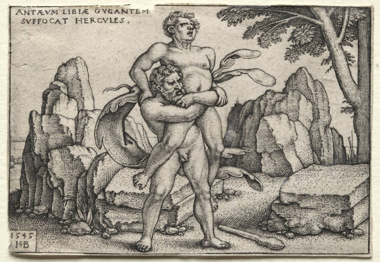 Los trabajos de Hércules: Hércules aplastando a Anteo de Hans Sebald Beham