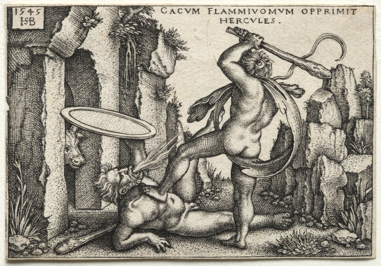 Los trabajos de Hércules: Hércules matando al gigante Caco, 1545 de Hans Sebald Beham
