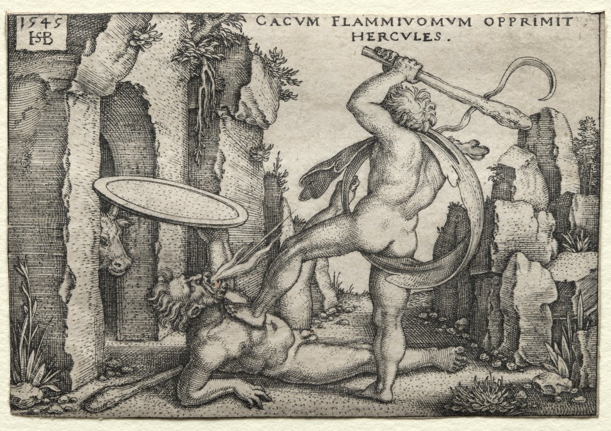 Los trabajos de Hércules: Hércules matando al gigante Caco, 1545 de Hans Sebald Beham