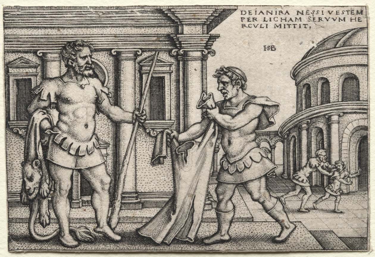 Hércules recibiendo la prenda empapada en sangre de Nessuss, 1542. de Hans Sebald Beham