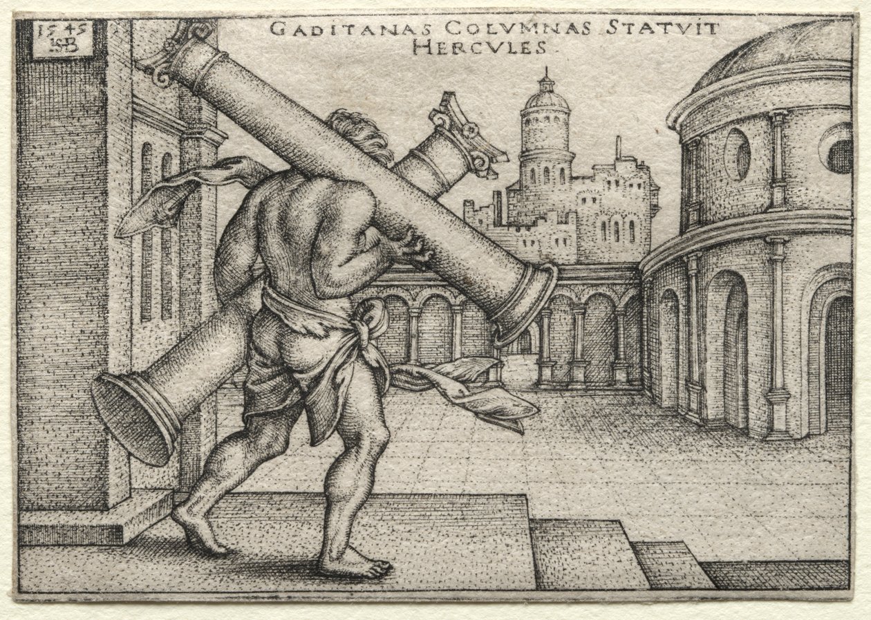 Los trabajos de Hércules: Hércules y las columnas de Gades de Hans Sebald Beham