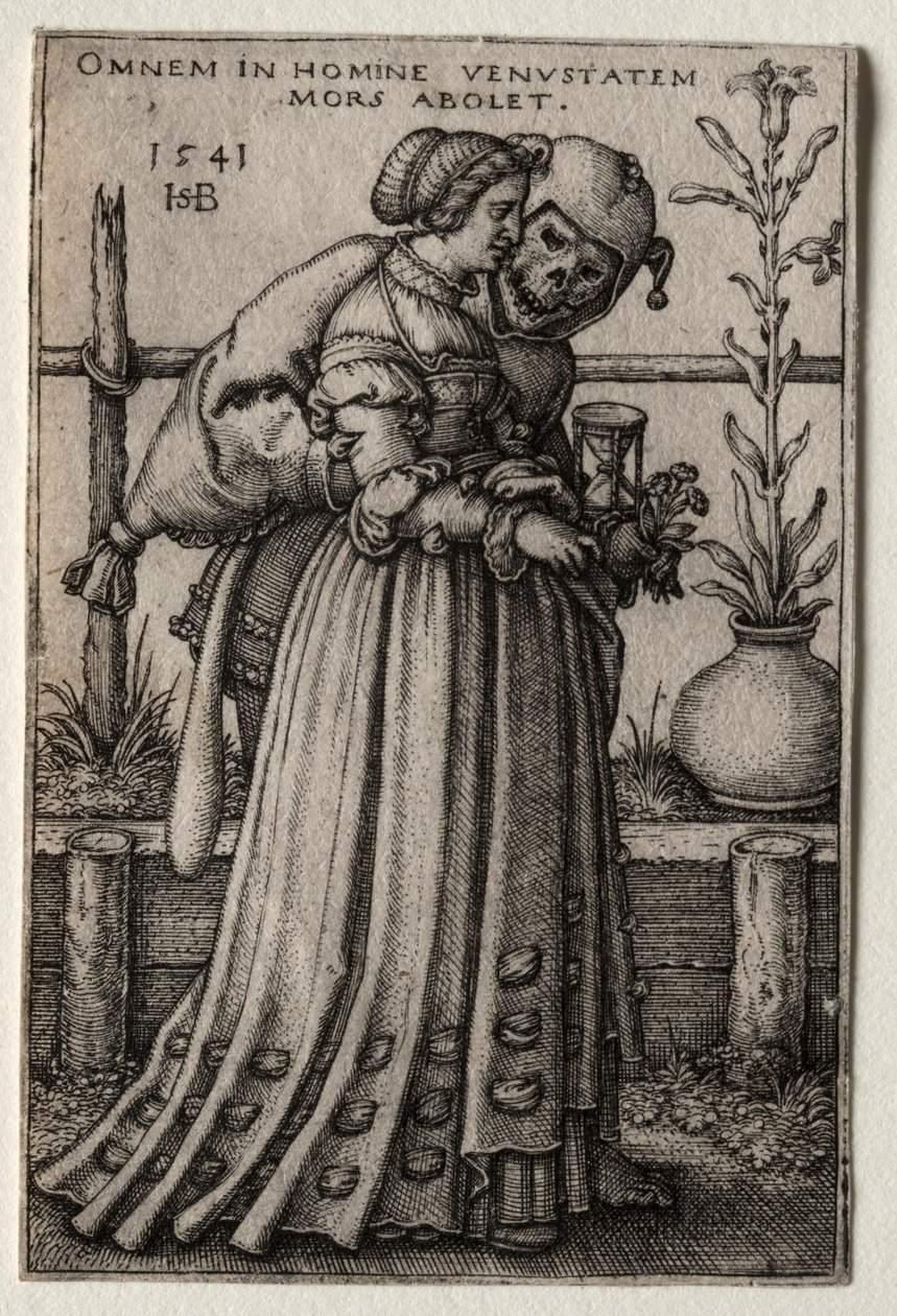 La dama de la muerte disfrazada de tonta, 1541 de Hans Sebald Beham