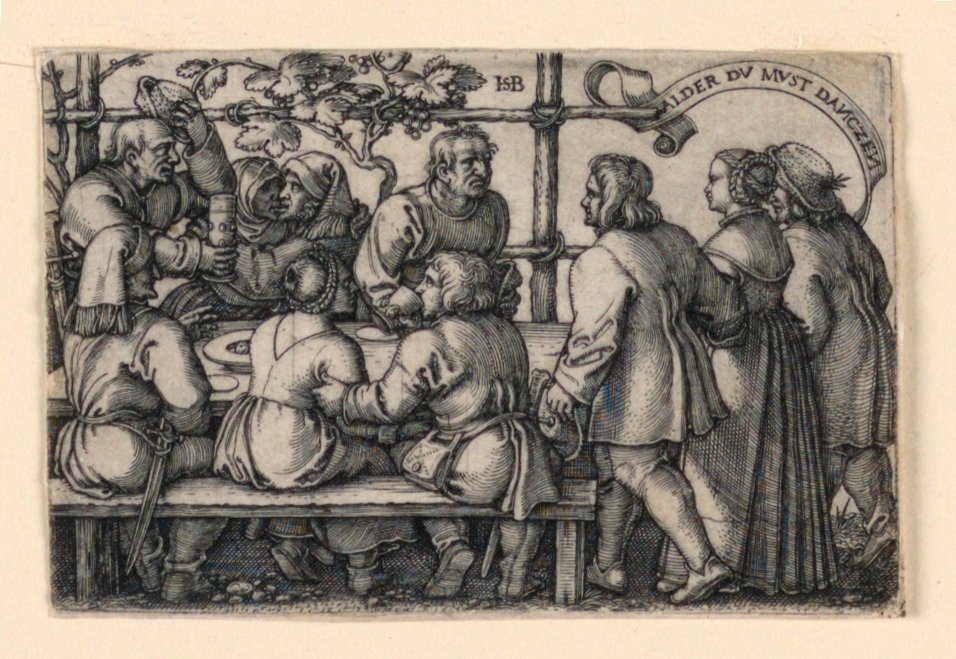 La fiesta de los campesinos (Alder du must danczen) de Hans Sebald Beham