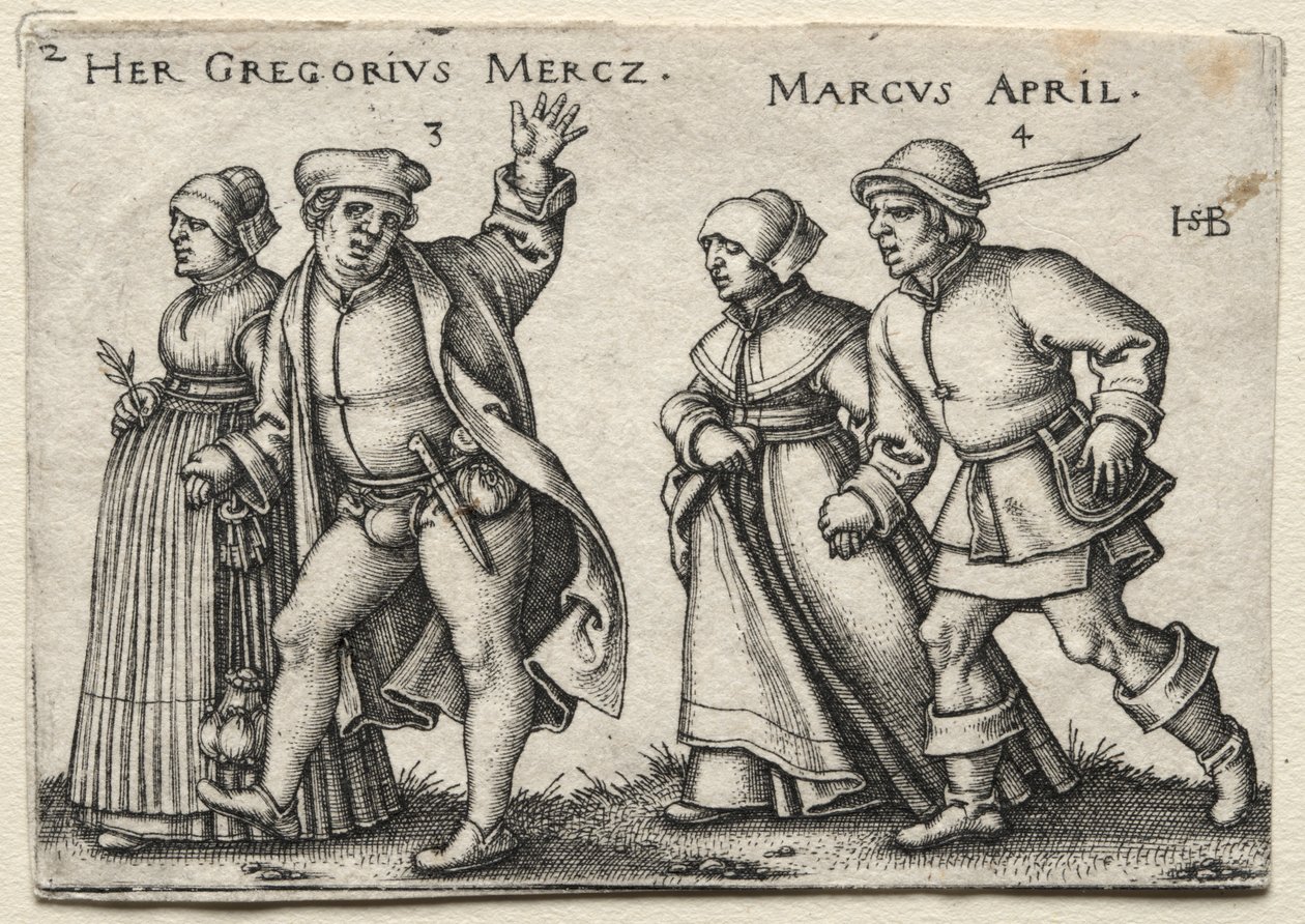La boda del pueblo: Her Gregorius Mercz / Marcus April de Hans Sebald Beham