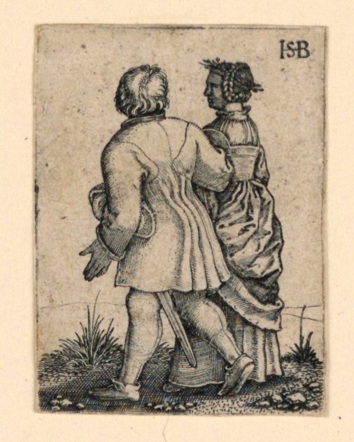 La Procesión de la Boda: Pareja caminando a la izquierda, de espaldas de Hans Sebald Beham