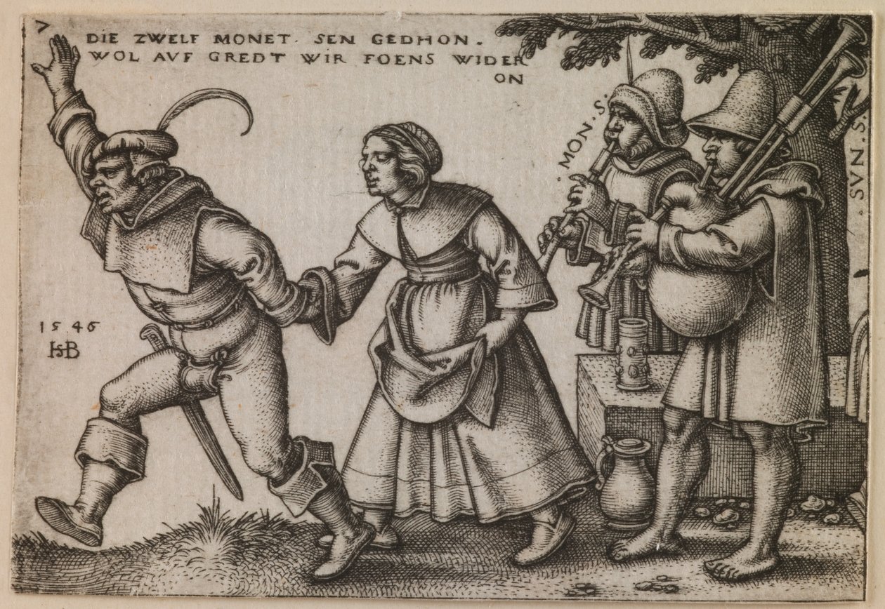 "El fin de año" de la serie "La fiesta de los campesinos o Los doce meses" de Hans Sebald Beham