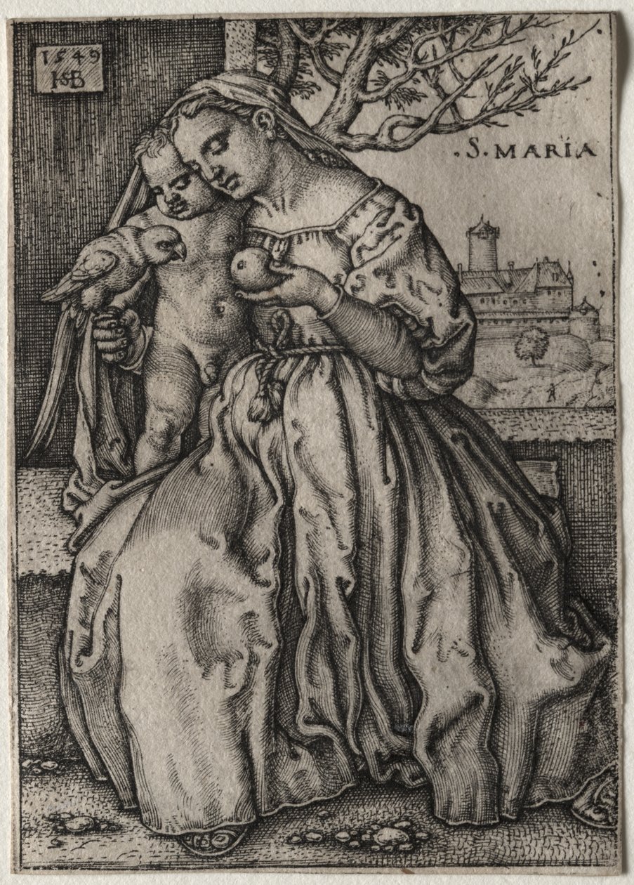 Virgen con el Niño y un loro de Hans Sebald Beham