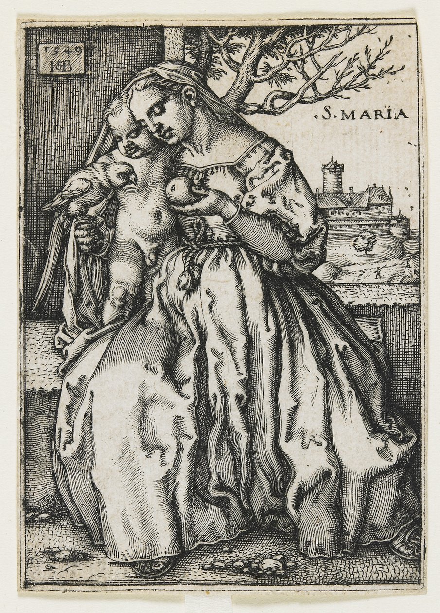 Virgen y Niño con un loro, 1549 de Hans Sebald Beham