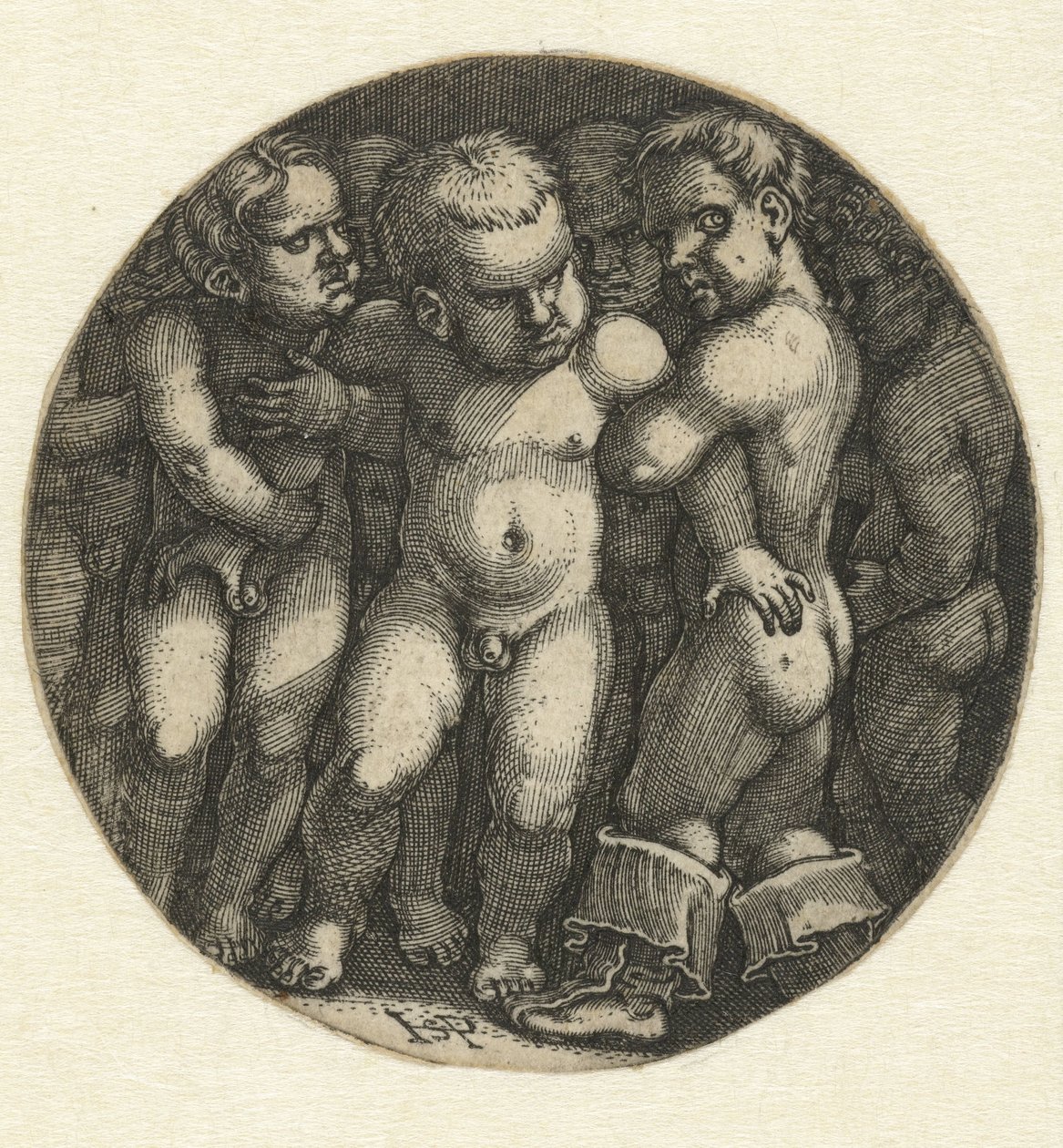 Siete chicos desnudos de Hans Sebald Beham