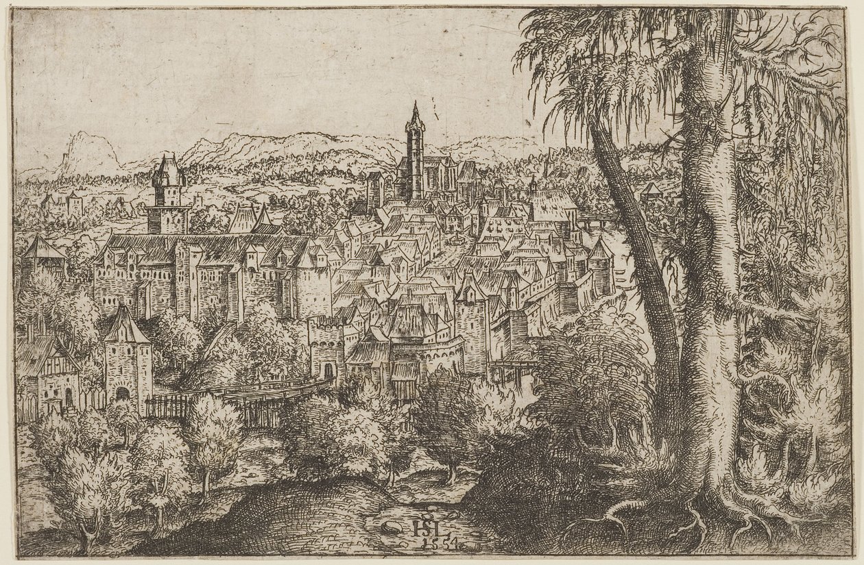 Vista de Steyr en el Enns de Hans Sebald Lautensack