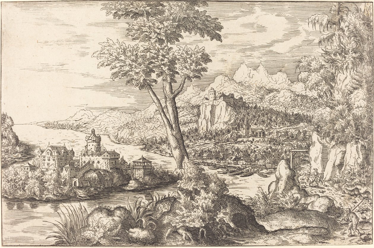 Paisaje con tres hombres, c. 1558-1559 de Hans Sebald Lautensack