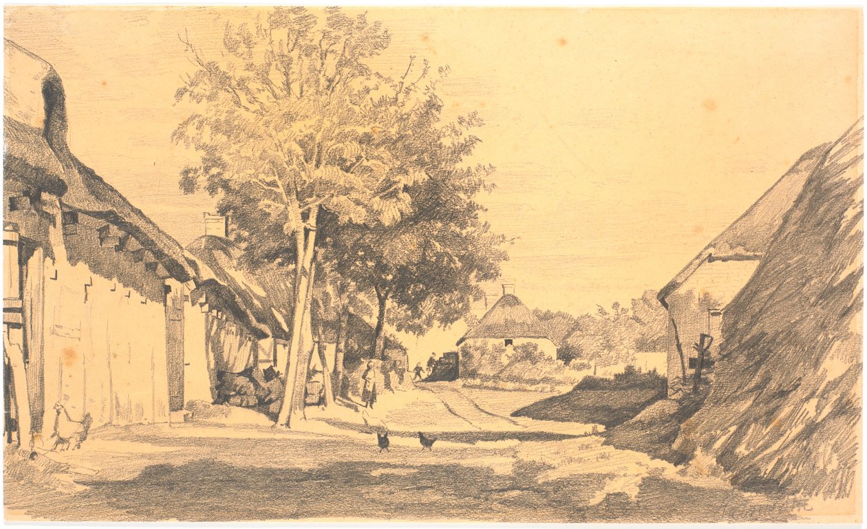Calle de pueblo bajo el sol de Hans Smidth