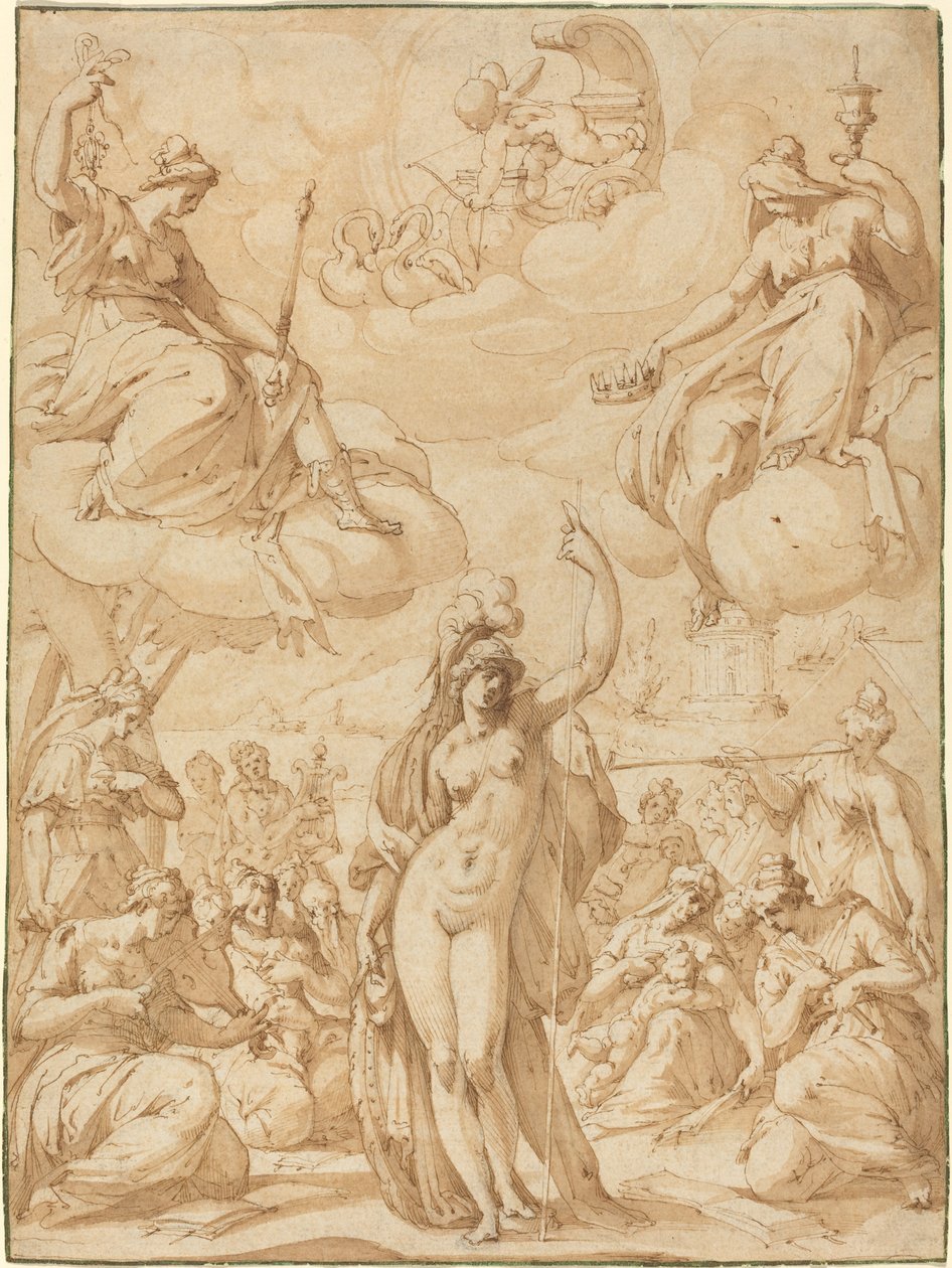 Alegoría de Minerva como la cabeza de las musas de Hans Speckaert