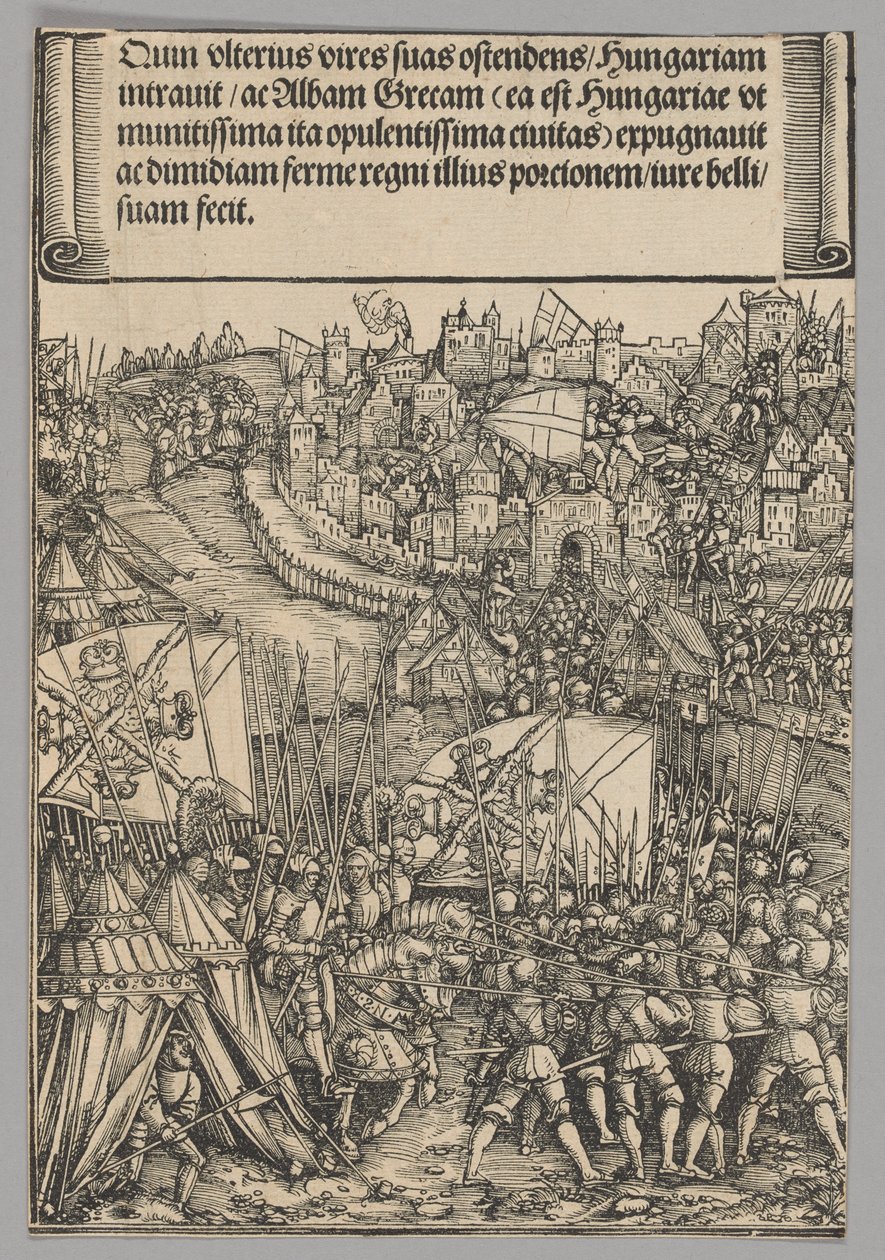 Campaña Húngara, lámina 14 de Escenas Históricas de la Vida del Emperador Maximiliano I del Arco Triunfal de Hans Springinklee