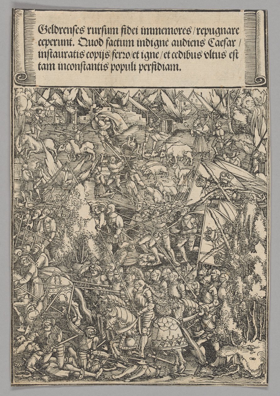 Segunda Guerra con Guelders, lámina 19 de Escenas Históricas de la Vida del Emperador Maximiliano I del Arco Triunfal de Hans Springinklee