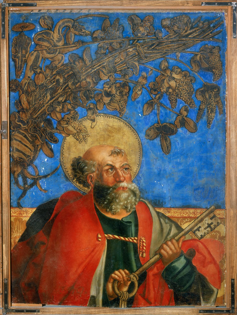 San Pedro, sección superior, detalle de Historias de San Pedro y San Pablo de Hans Suess Kulmbach