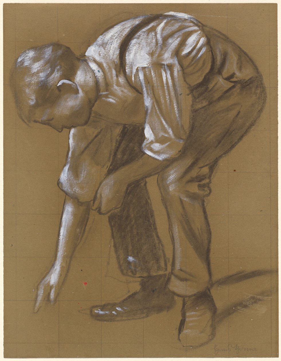 Un hombre agachado de Hans Thoma