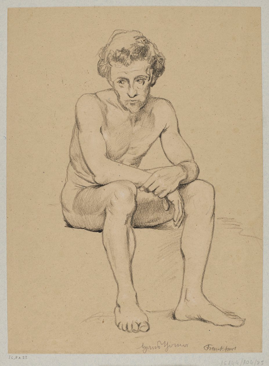 Desnudo de un hombre sentado de Hans Thoma