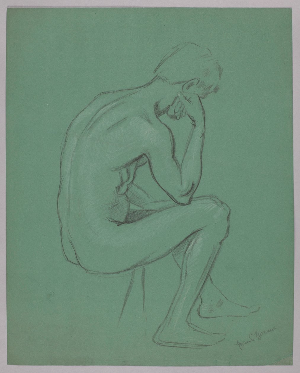 Desnudo de hombre sentado de Hans Thoma
