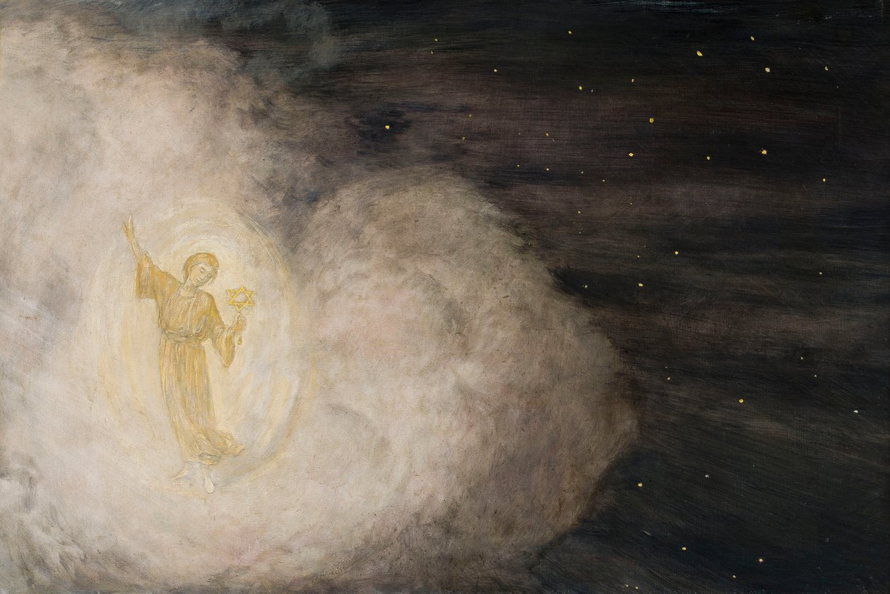 Un ángel con la estrella de Belén de Hans Thoma