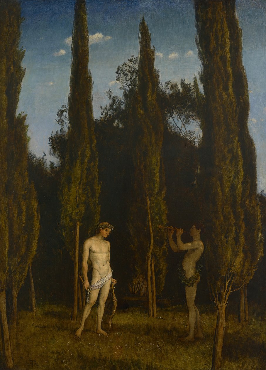 Apolo y Marsias, 1888 de Hans Thoma