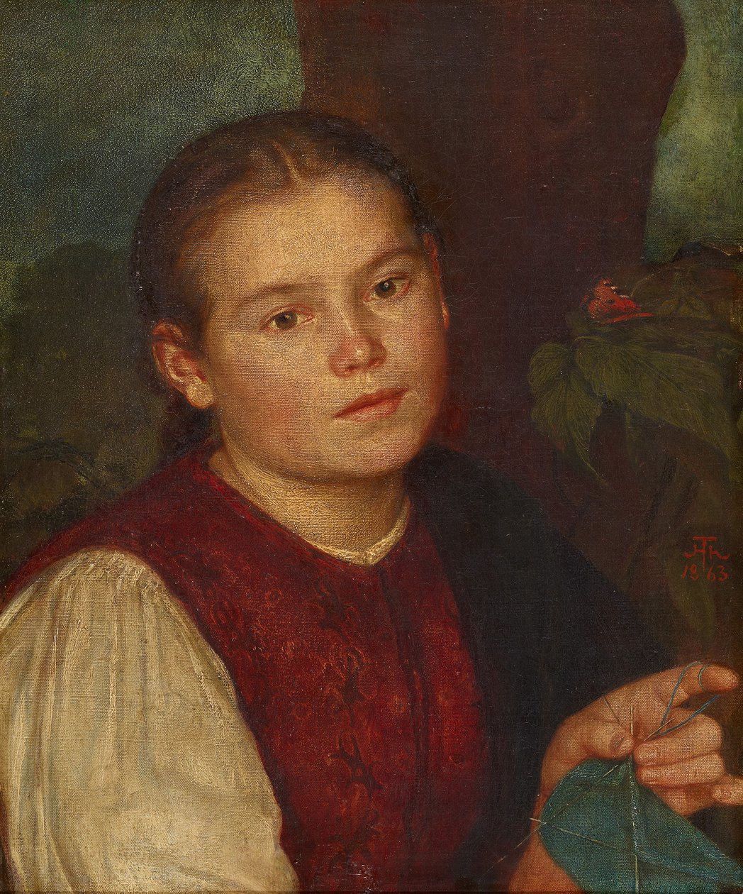 Retrato de la hermana Agathe de Hans Thoma