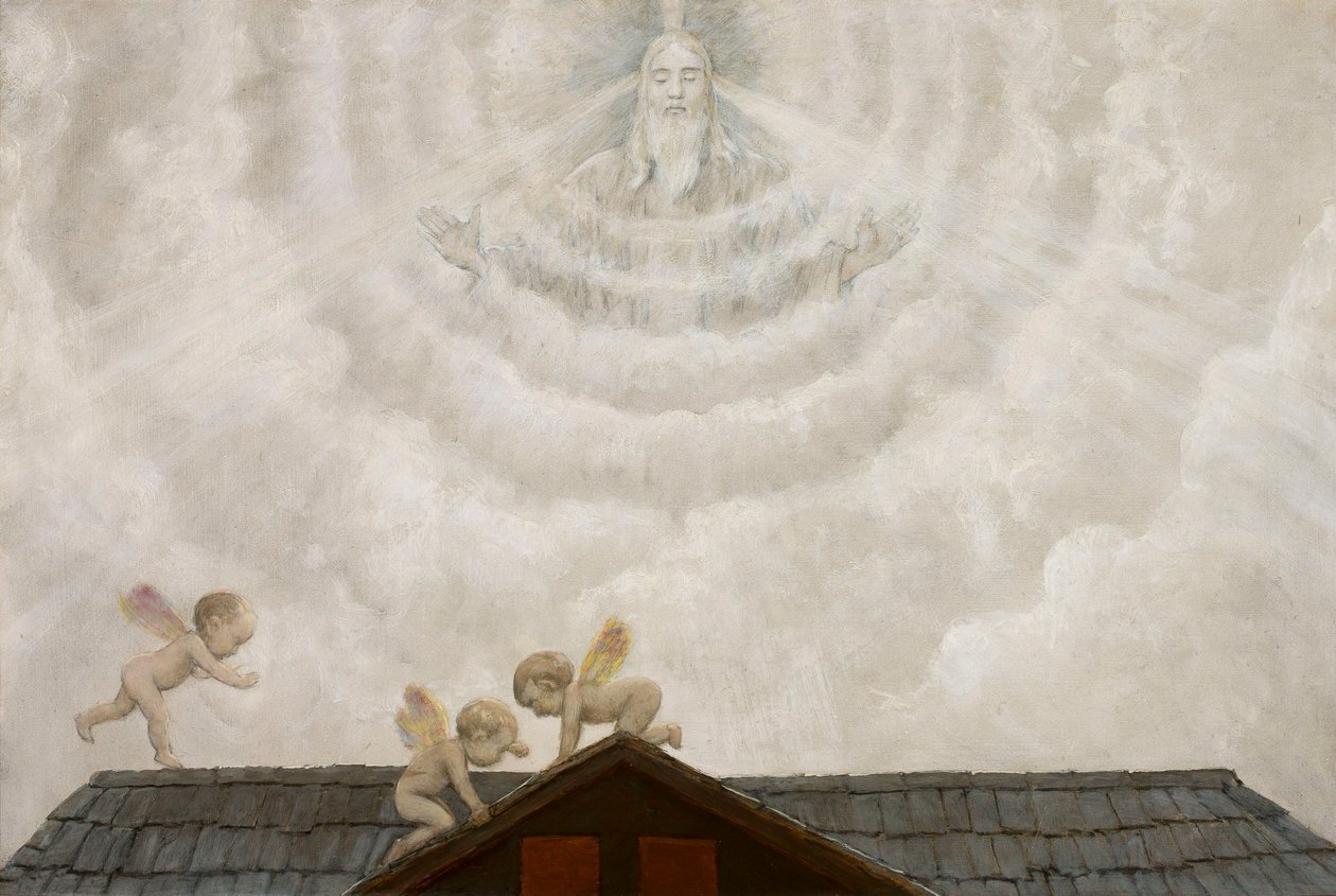 Dios Padre sobre el pesebre de Hans Thoma