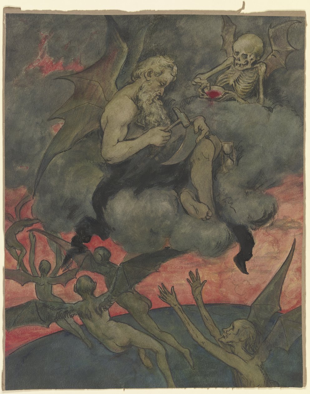 Chronos afila la guadaña de Hans Thoma
