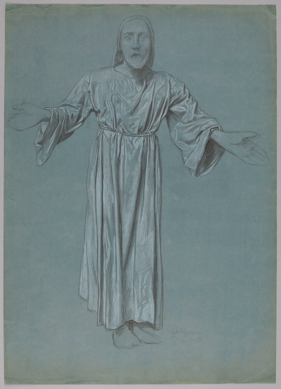 Cristo con los brazos extendidos (anverso y reverso) de Hans Thoma