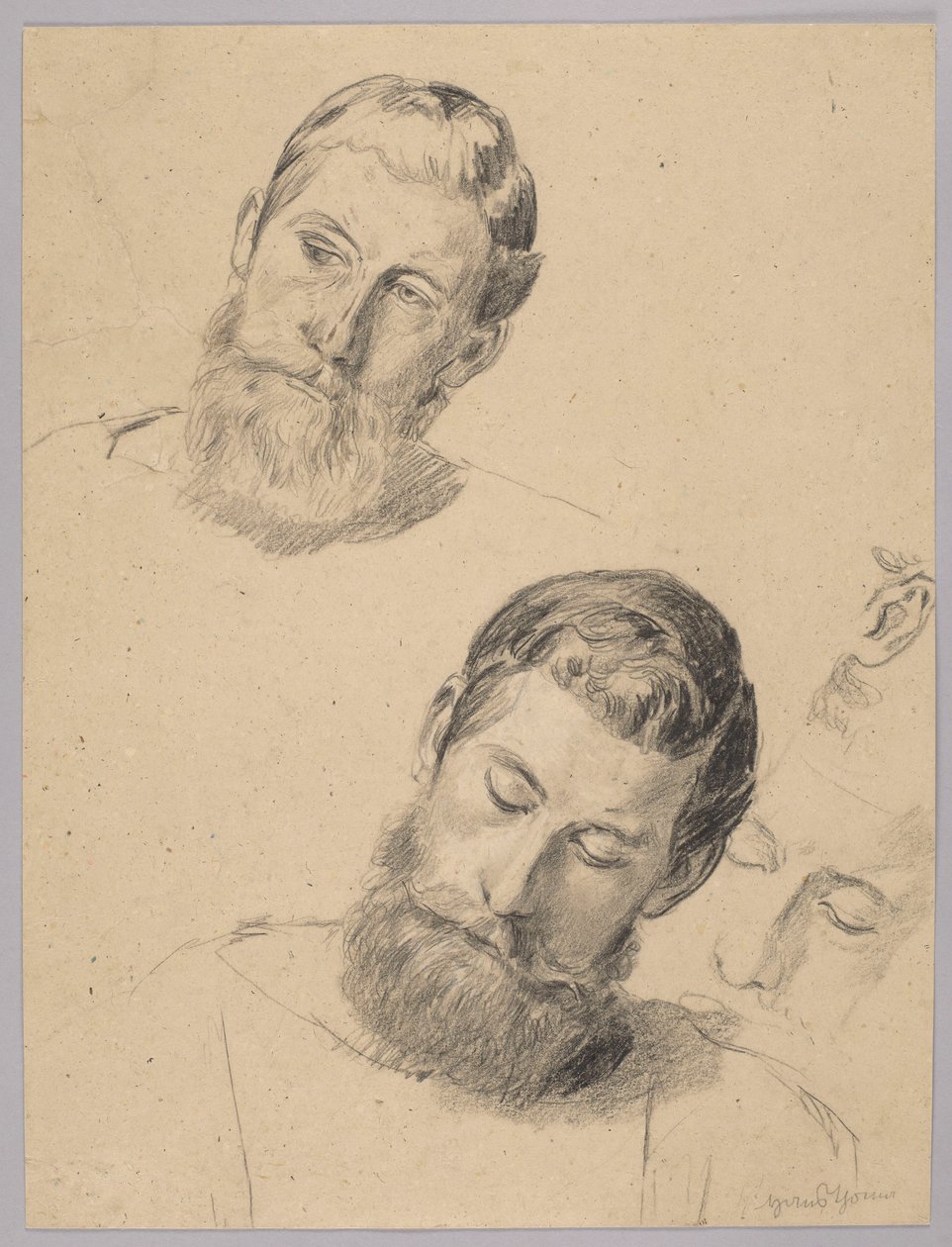 Cuatro estudios de la cabeza de un hombre barbudo de Hans Thoma