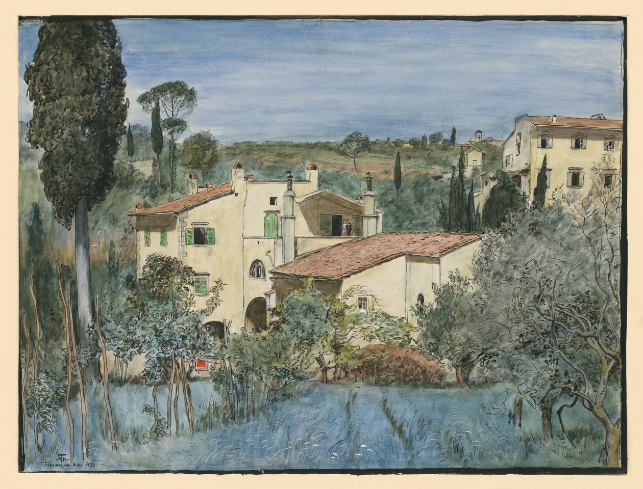 Una villa a las afueras de Florencia de Hans Thoma